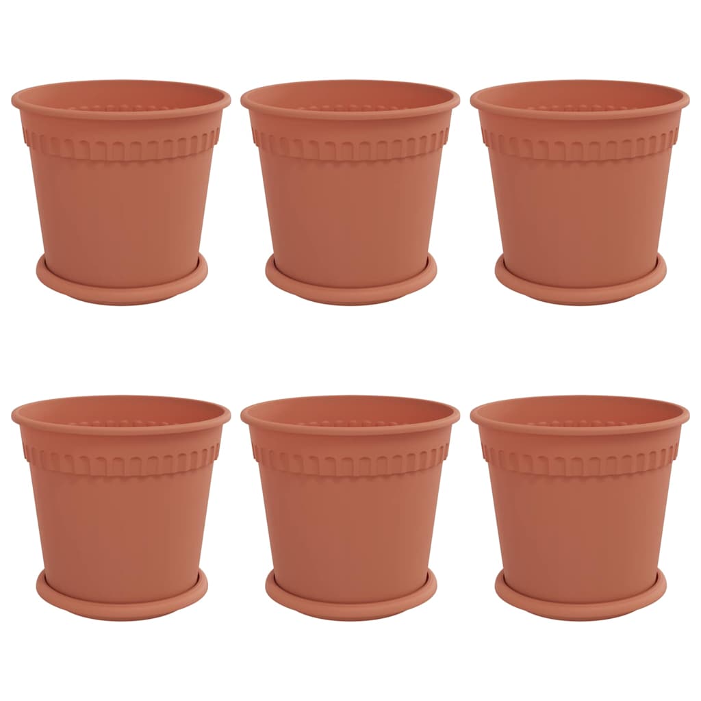 Blumentöpfe 6 pcs Ziegelrot Ø 19 x 16 cm Kunststoff