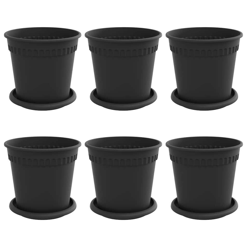 Blumentöpfe 6 pcs Schwarz Ø 17 x 14 cm Kunststoff