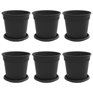 vidaXL Blumentöpfe 6 pcs Schwarz Ø 17 x 14 cm Kunststoff