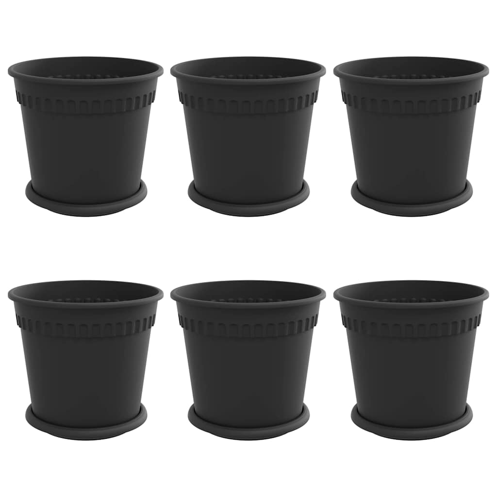 Blumentöpfe 6 pcs Schwarz Ø 19 x 16 cm Kunststoff