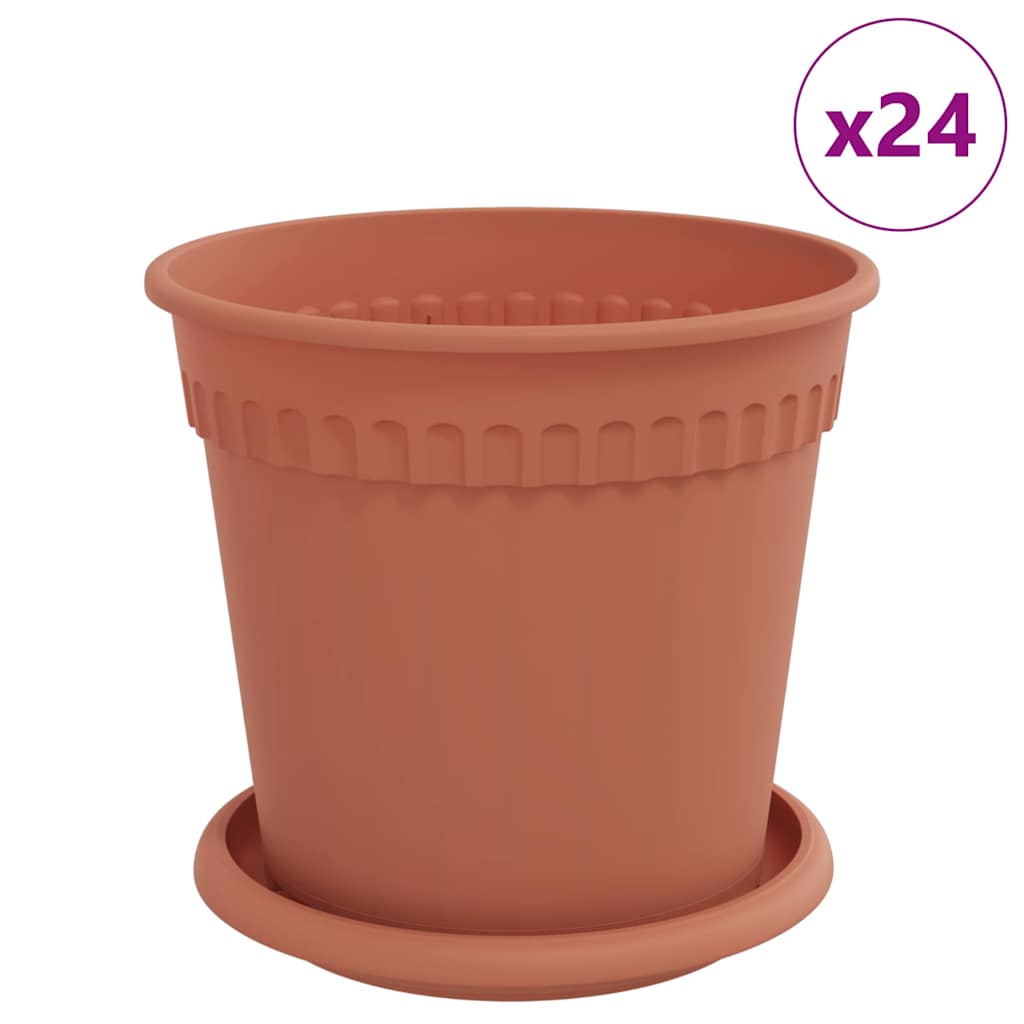 vidaXL Blumentöpfe 24 pcs Ziegelrot Ø 17 x 14 cm Kunststoff