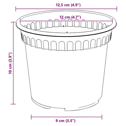 Blumentöpfe 24 pcs Schwarz Ø 12,5 x 10 cm Kunststoff