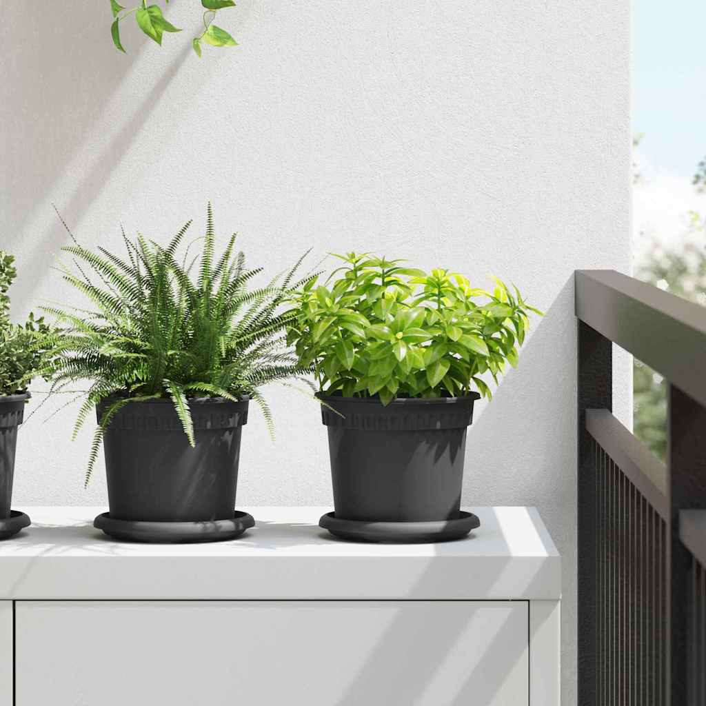vidaXL Blumentöpfe 24 pcs Schwarz Ø 15 x 12 cm Kunststoff