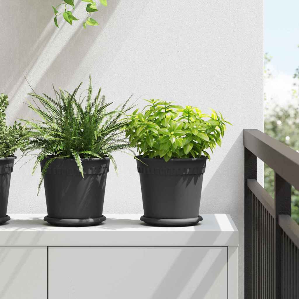 vidaXL Blumentöpfe 24 pcs Schwarz Ø 19 x 16 cm Kunststoff