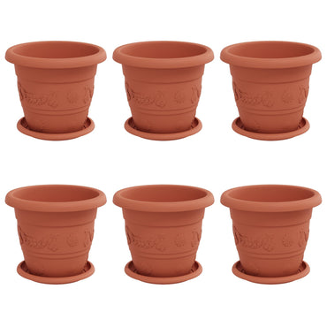 vidaXL Blumentöpfe 6 pcs Ziegelrot Ø 26 x 21,5 cm Kunststoff