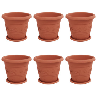 vidaXL Blumentöpfe 6 pcs Ziegelrot Ø 26 x 21,5 cm Kunststoff