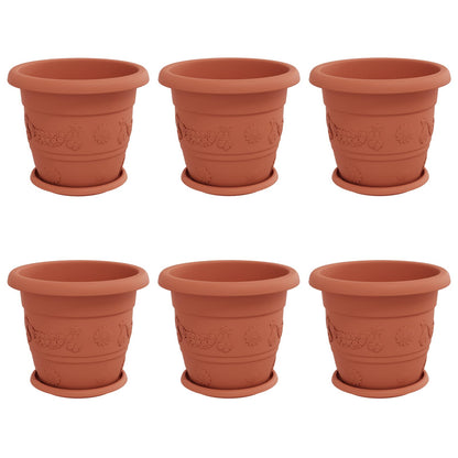 vidaXL Blumentöpfe 6 pcs Ziegelrot Ø 26 x 21,5 cm Kunststoff