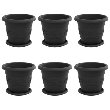 vidaXL Blumentöpfe 6 pcs Schwarz Ø 26 x 21,5 cm Kunststoff