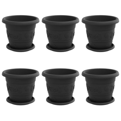 vidaXL Blumentöpfe 6 pcs Schwarz Ø 26 x 21,5 cm Kunststoff