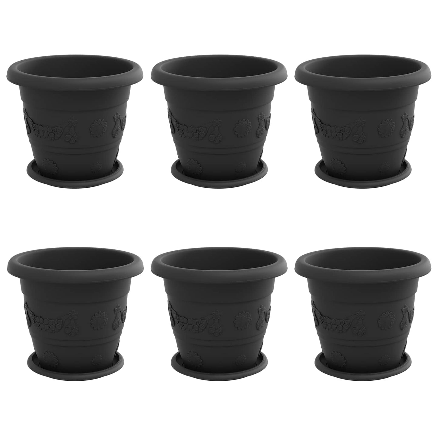 Blumentöpfe 6 pcs Schwarz Ø 26 x 21,5 cm Kunststoff