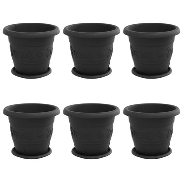 vidaXL Blumentöpfe 6 pcs Schwarz Ø 26 x 21,5 cm Kunststoff