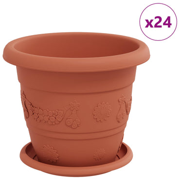 vidaXL Blumentöpfe 24 pcs Ziegelrot Ø 26 x 21,5 cm Kunststoff