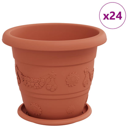 vidaXL Blumentöpfe 24 pcs Ziegelrot Ø 26 x 21,5 cm Kunststoff