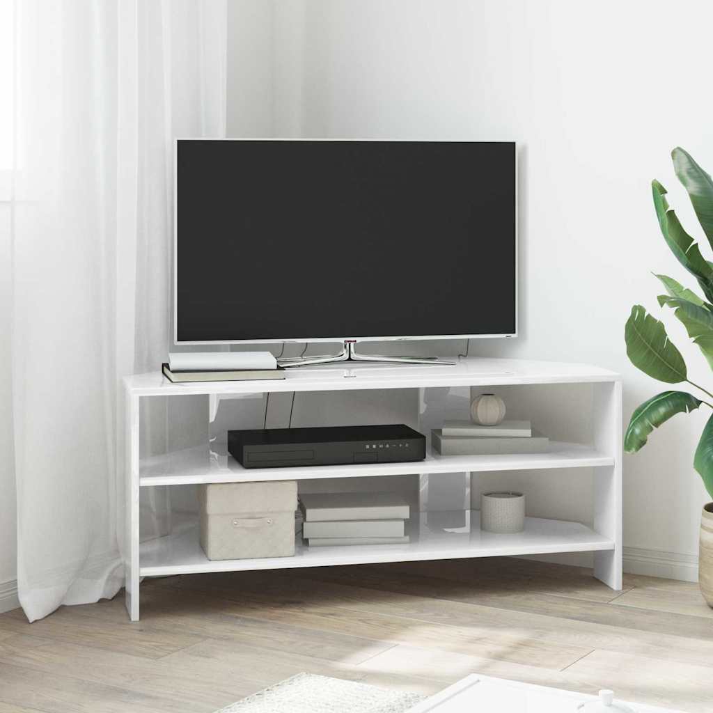vidaXL EckTVSchrank Hochglanz Weiß 102x40,5x45cm Holzwerkstoff