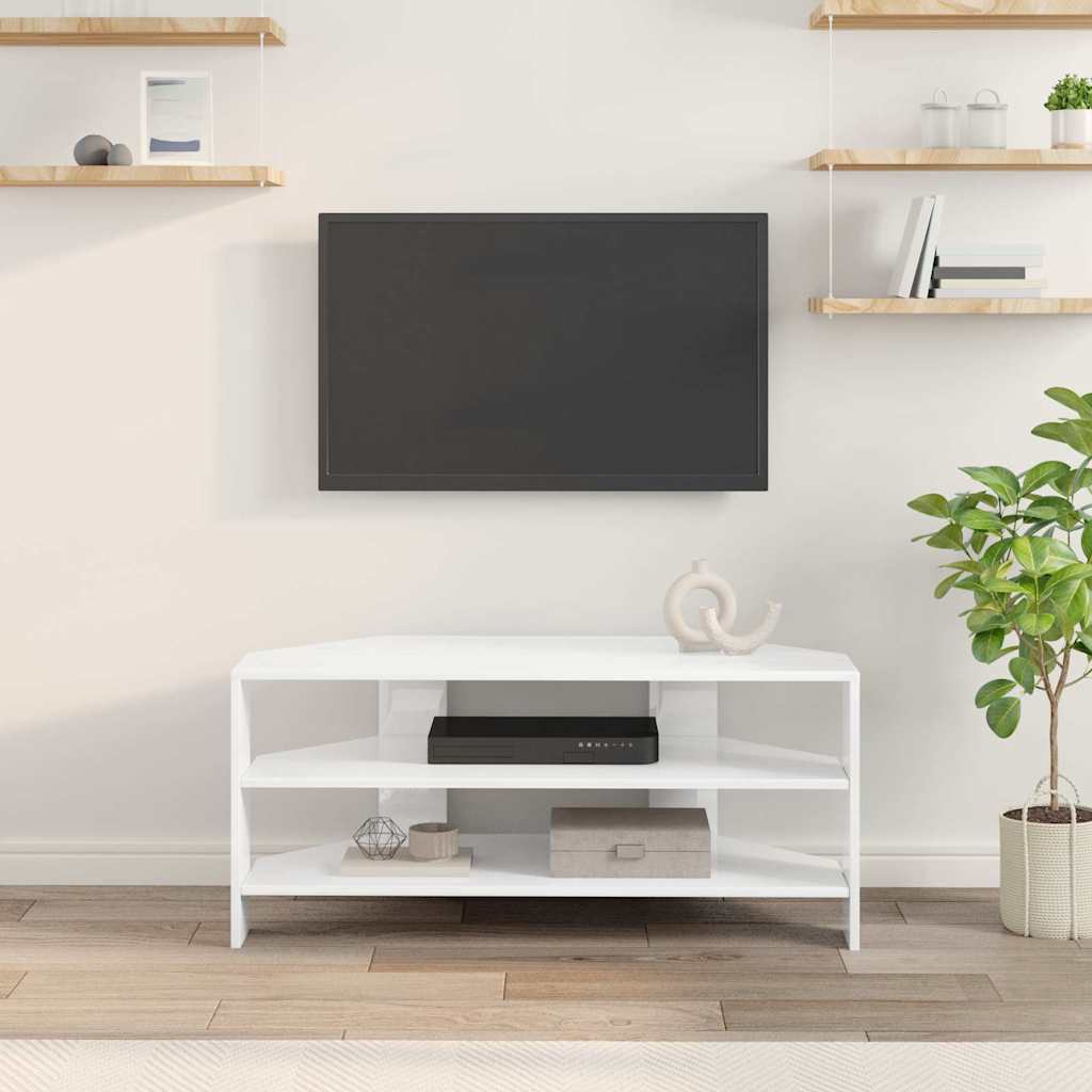vidaXL EckTVSchrank Hochglanz Weiß 102x40,5x45cm Holzwerkstoff