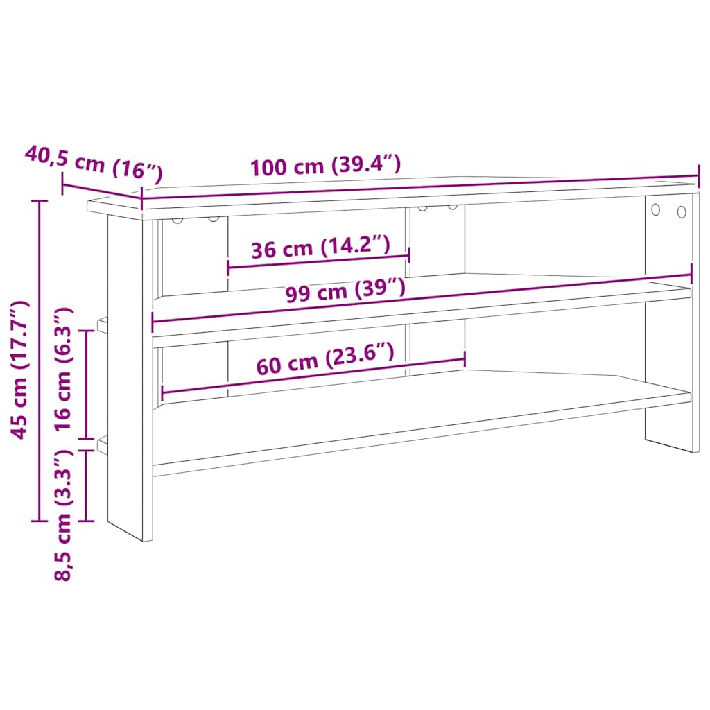 vidaXL EckTVSchrank Graues Sonoma 102x40,5x45cm Holzwerkstoff