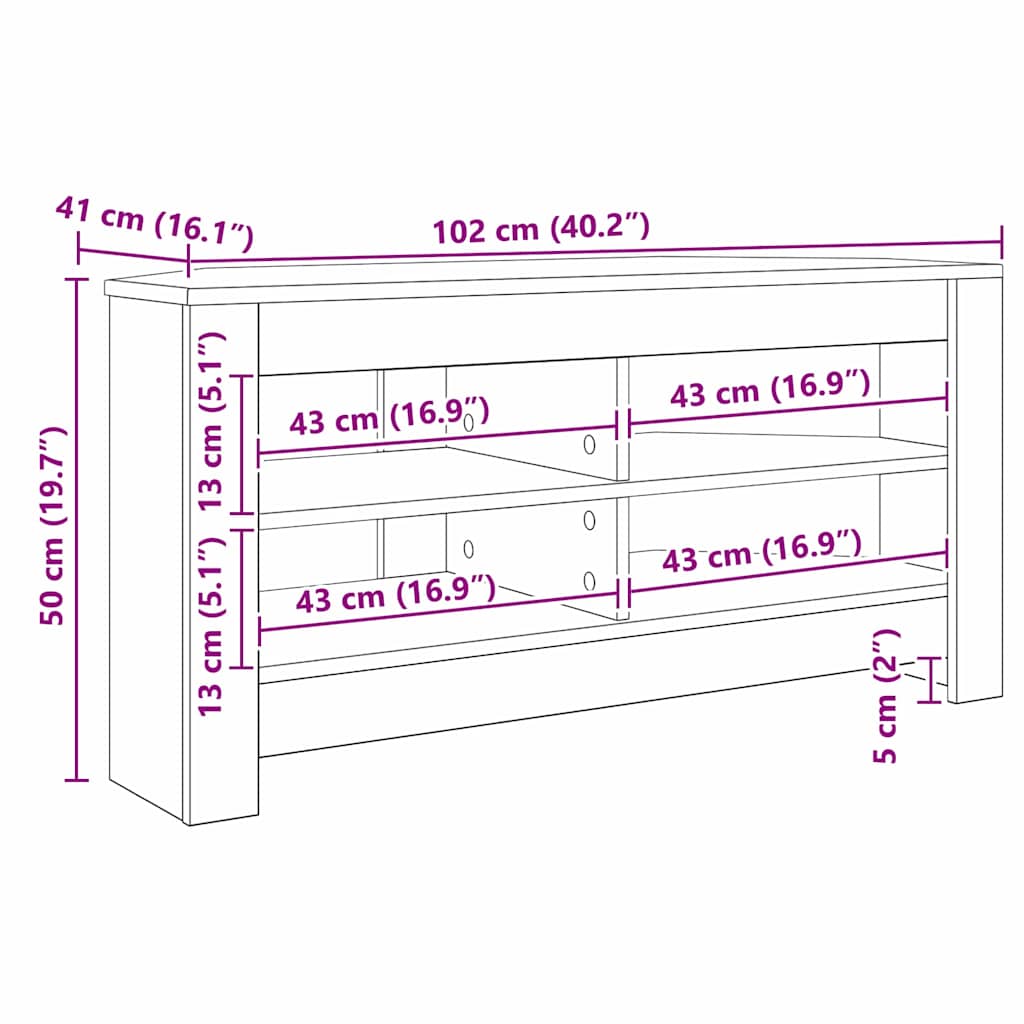 EckTVSchrank Sonoma-Eiche 102 x 40,5 x 45 cm Holzwerkstoff