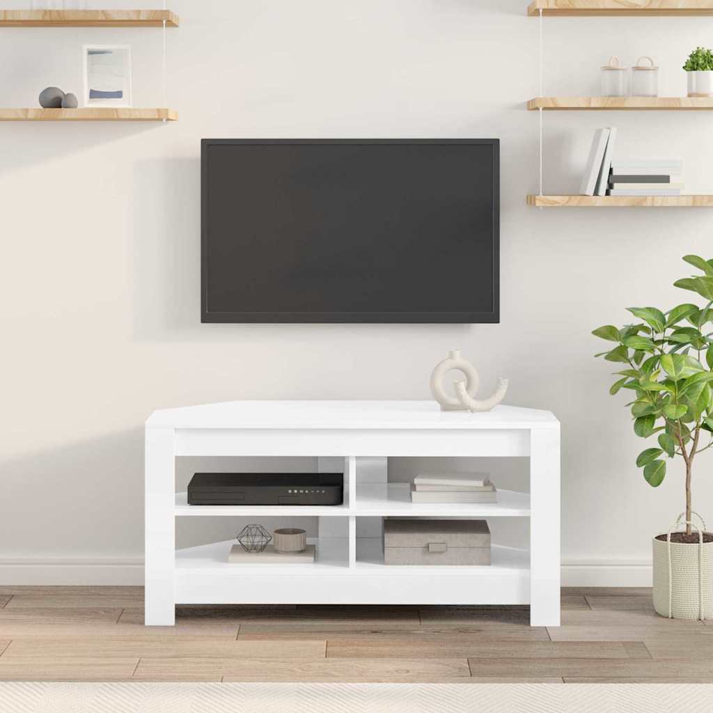 vidaXL EckTVSchrank Hochglanz Weiß 102 x 40,5 x 45 cm Holzwerkstoff