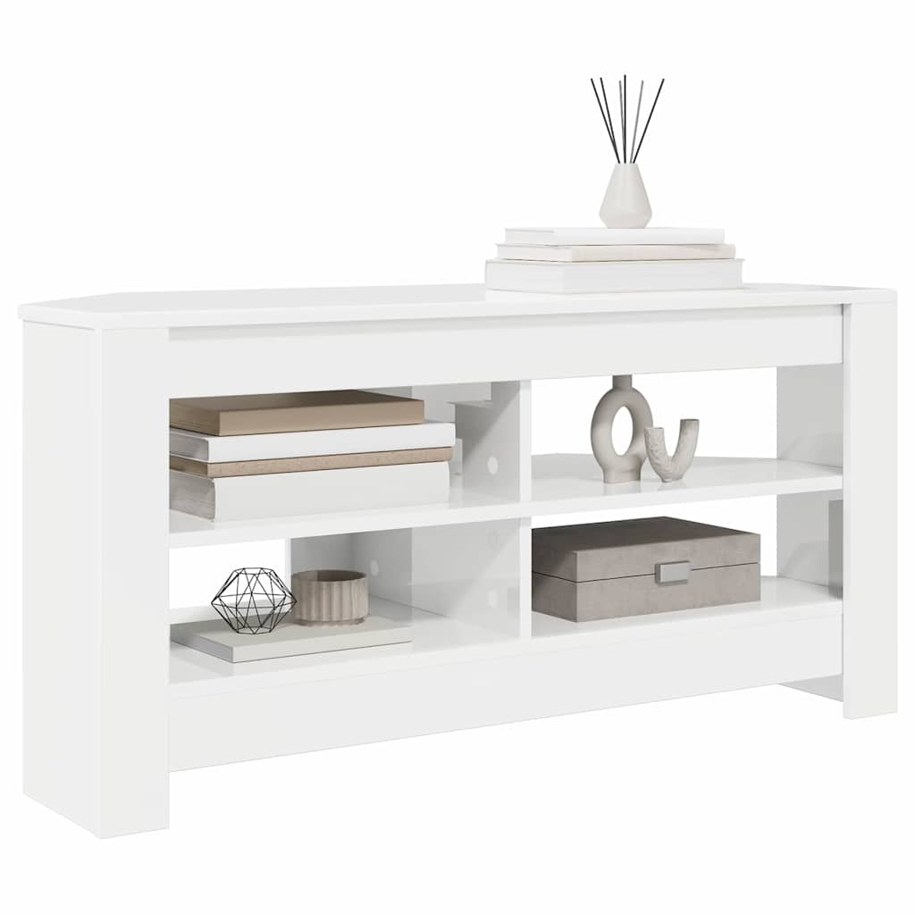 vidaXL EckTVSchrank Hochglanz Weiß 102 x 40,5 x 45 cm Holzwerkstoff