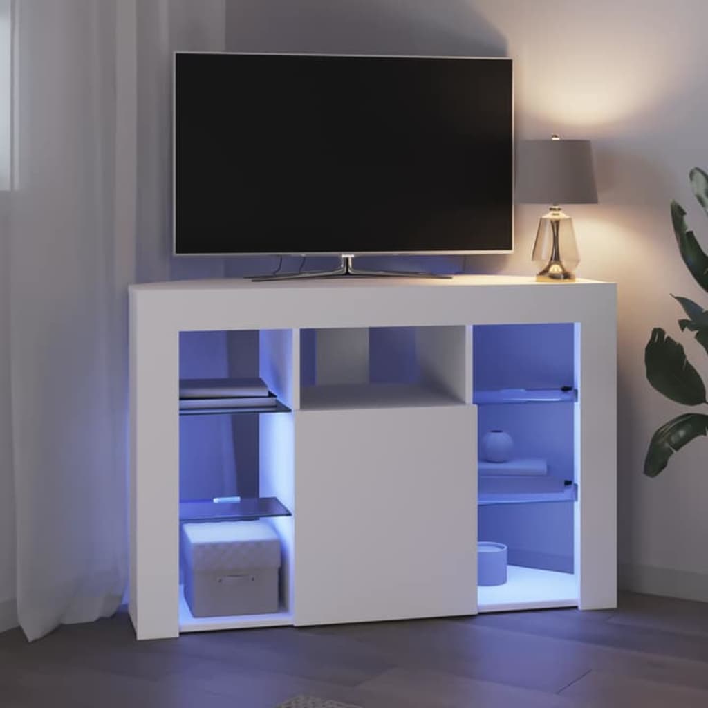 vidaXL Eck-LED-TV-Schrank Wandmontiert Weiß 100x40x68cm Holzwerkstoff