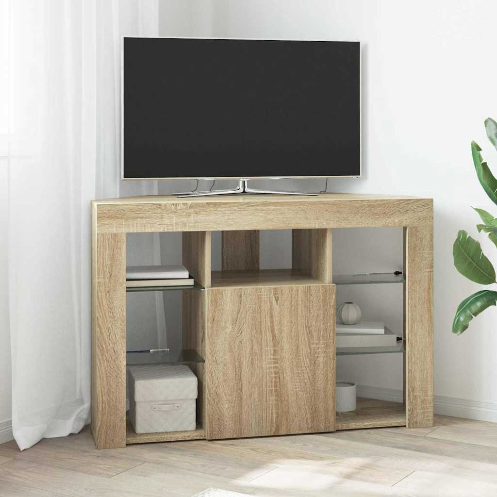 vidaXL Eck-LED-TV-Schrank Sonoma-Eiche 100x40x68cm Holzwerkstoff