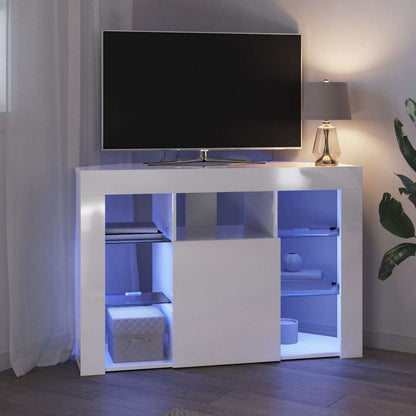 vidaXL Eck-LED-TV-Schrank Hochglanz Weiß 100x40x68cm Holzwerkstoff