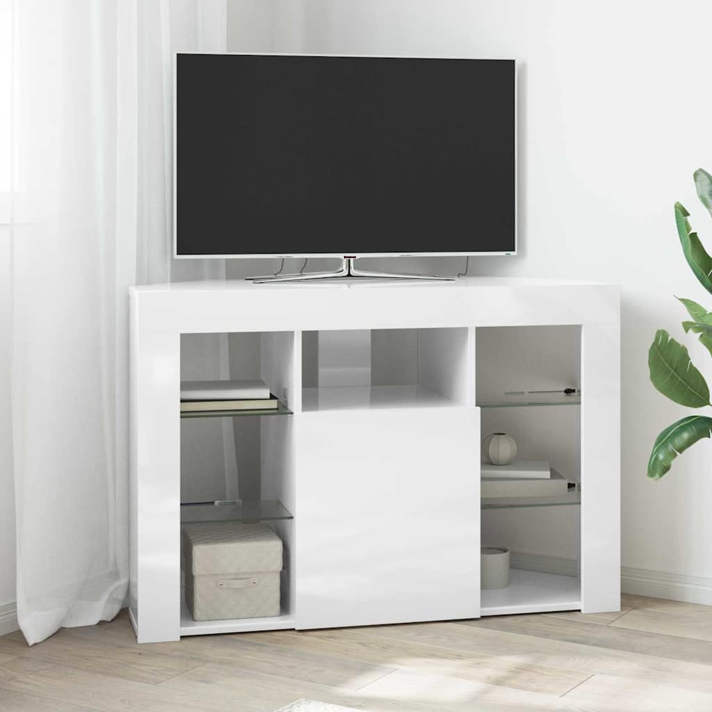 vidaXL Eck-LED-TV-Schrank Hochglanz Weiß 100x40x68cm Holzwerkstoff