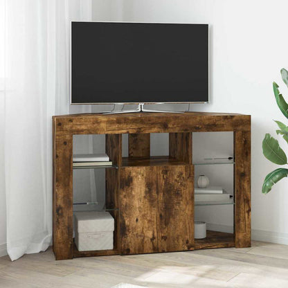 vidaXL Eck-LED-TV-Schrank Geräucherte Eiche 100x40x68cm Holzwerkstoff