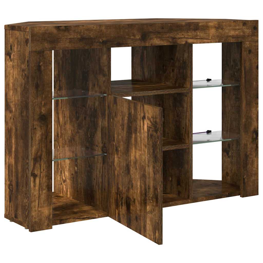 vidaXL Eck-LED-TV-Schrank Geräucherte Eiche 100x40x68cm Holzwerkstoff