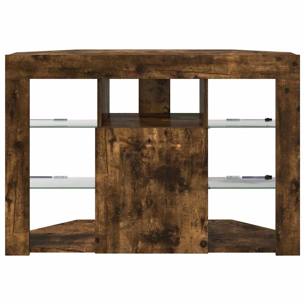 vidaXL Eck-LED-TV-Schrank Geräucherte Eiche 100x40x68cm Holzwerkstoff