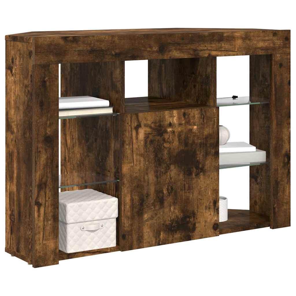 vidaXL Eck-LED-TV-Schrank Geräucherte Eiche 100x40x68cm Holzwerkstoff