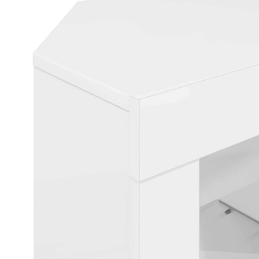 vidaXL Eck-LED-TV-Schrank Wandmontiert Hochglanz Weiß 100 x 40 x 50 cm