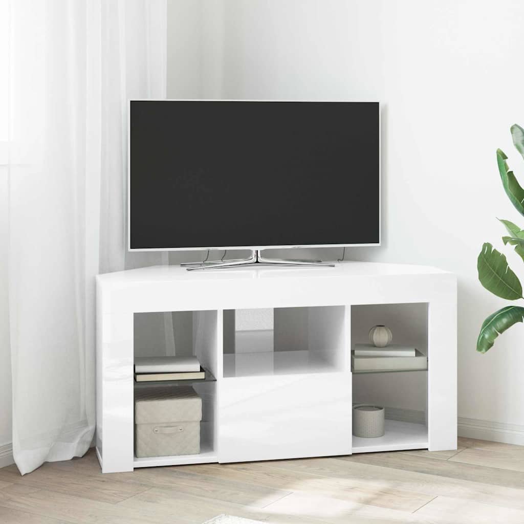 vidaXL Eck-LED-TV-Schrank Wandmontiert Hochglanz Weiß 100 x 40 x 50 cm