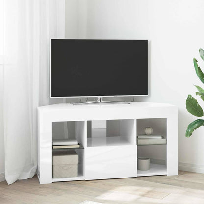 vidaXL Eck-LED-TV-Schrank Wandmontiert Hochglanz Weiß 100 x 40 x 50 cm