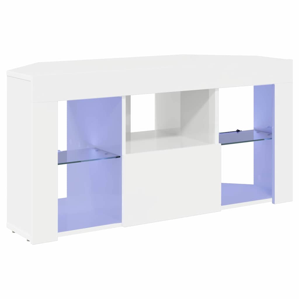 vidaXL Eck-LED-TV-Schrank Wandmontiert Hochglanz Weiß 100 x 40 x 50 cm
