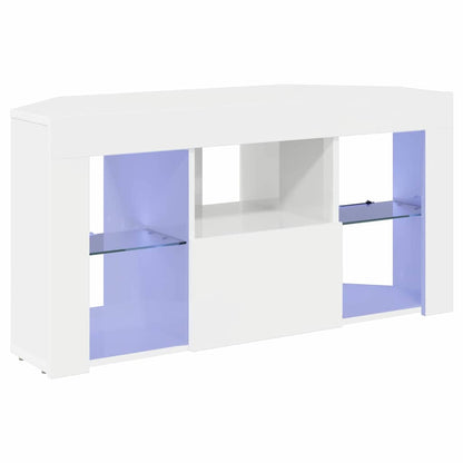 vidaXL Eck-LED-TV-Schrank Wandmontiert Hochglanz Weiß 100 x 40 x 50 cm