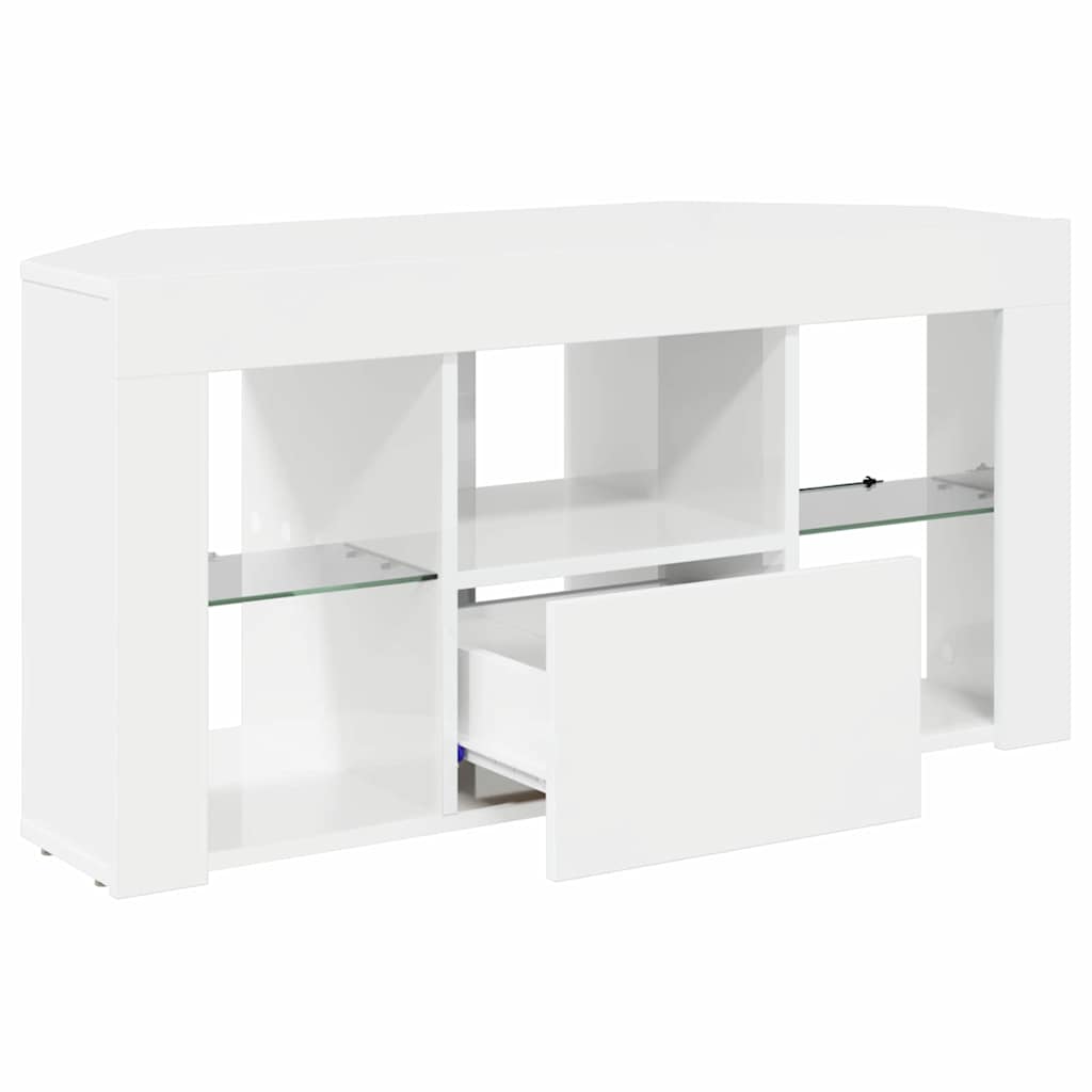 vidaXL Eck-LED-TV-Schrank Wandmontiert Hochglanz Weiß 100 x 40 x 50 cm