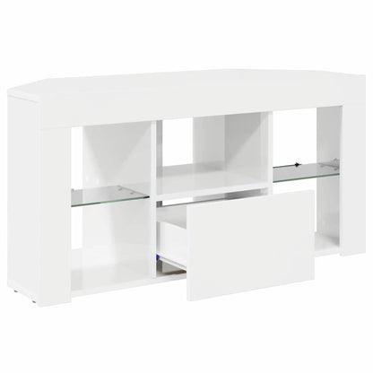 vidaXL Eck-LED-TV-Schrank Wandmontiert Hochglanz Weiß 100 x 40 x 50 cm