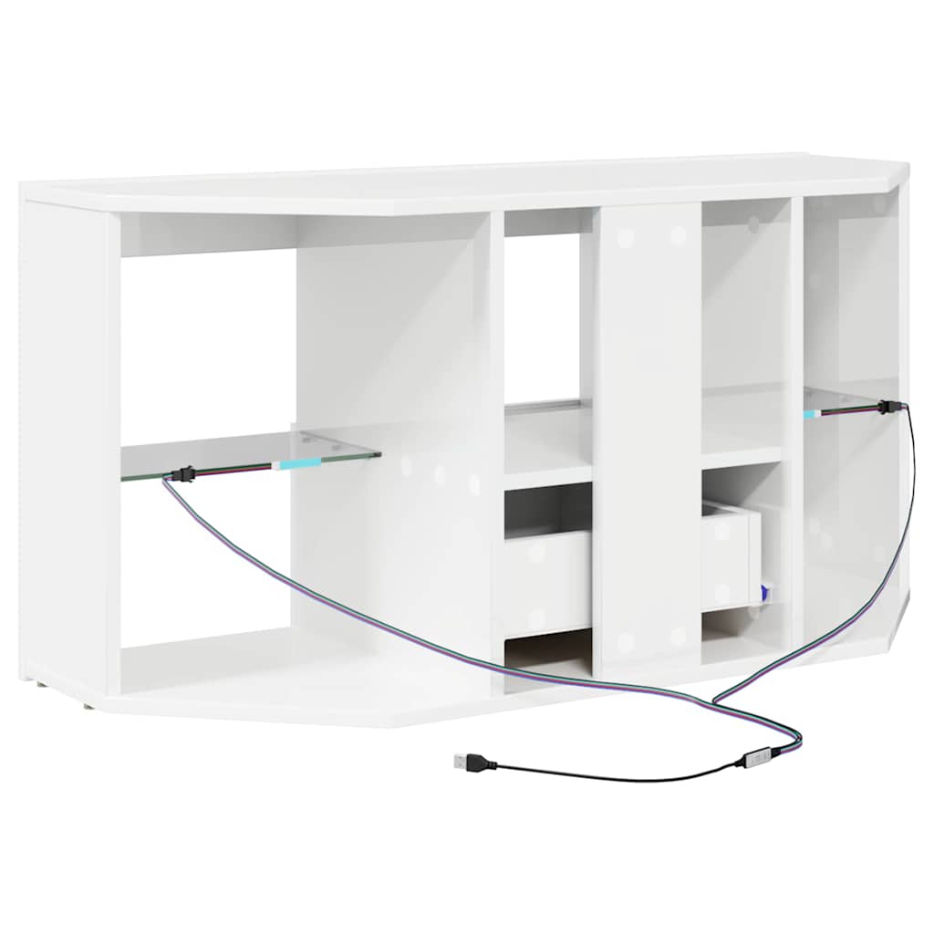 vidaXL Eck-LED-TV-Schrank Wandmontiert Hochglanz Weiß 100 x 40 x 50 cm