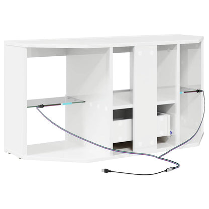 vidaXL Eck-LED-TV-Schrank Wandmontiert Hochglanz Weiß 100 x 40 x 50 cm