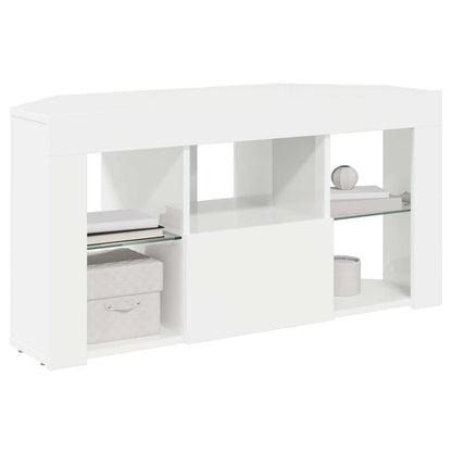 vidaXL Eck-LED-TV-Schrank Wandmontiert Hochglanz Weiß 100 x 40 x 50 cm