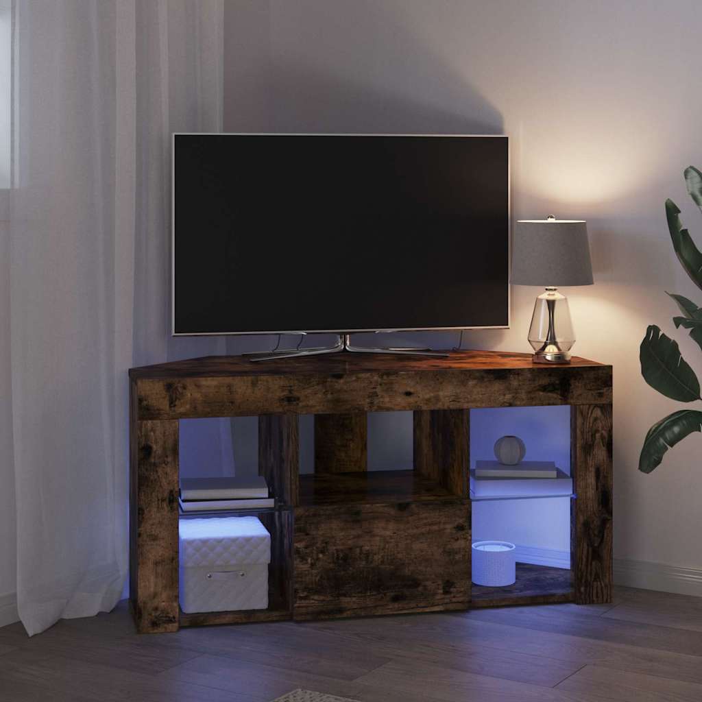 vidaXL Eck-LED-TV-Schrank Geräucherte Eiche 100 x 40 x 50 cm