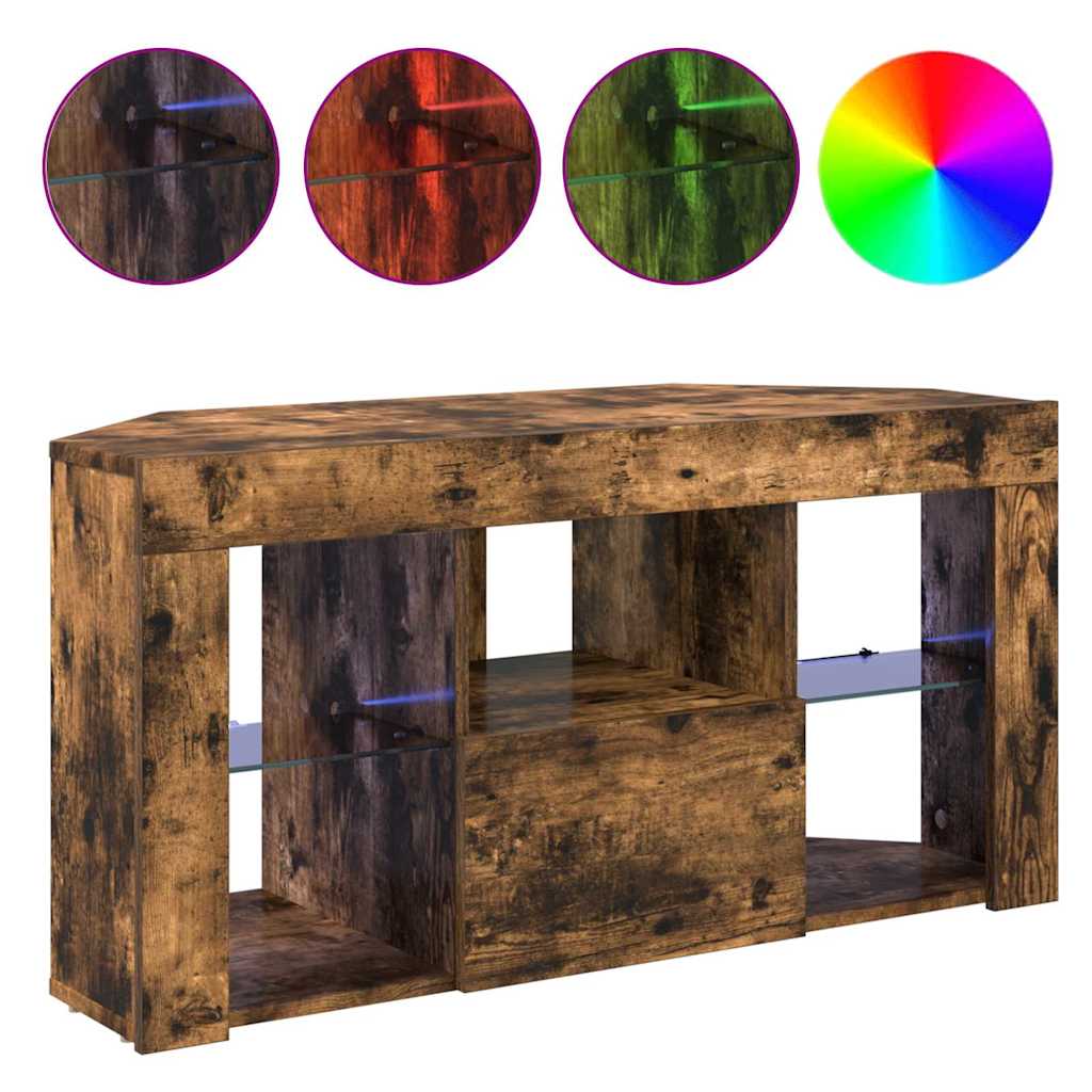 vidaXL Eck-LED-TV-Schrank Geräucherte Eiche 100 x 40 x 50 cm