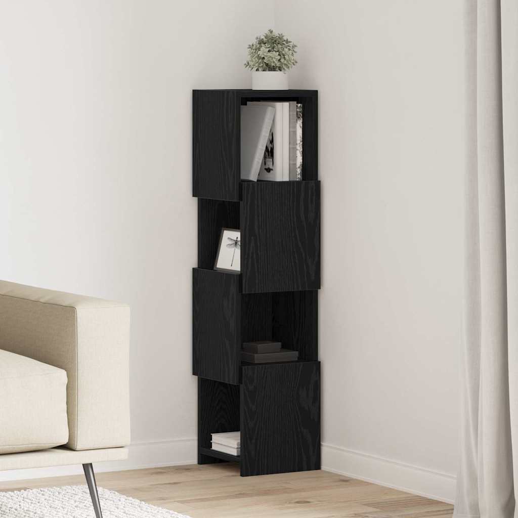 vidaXL Eckschrank Schwarz Eichen-Optik 25,5x25x102cm Holzwerkstoff