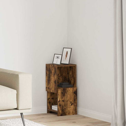 vidaXL Meuble d'angle Chêne fumé 25,5x25x55 cm Bois d'ingénierie
