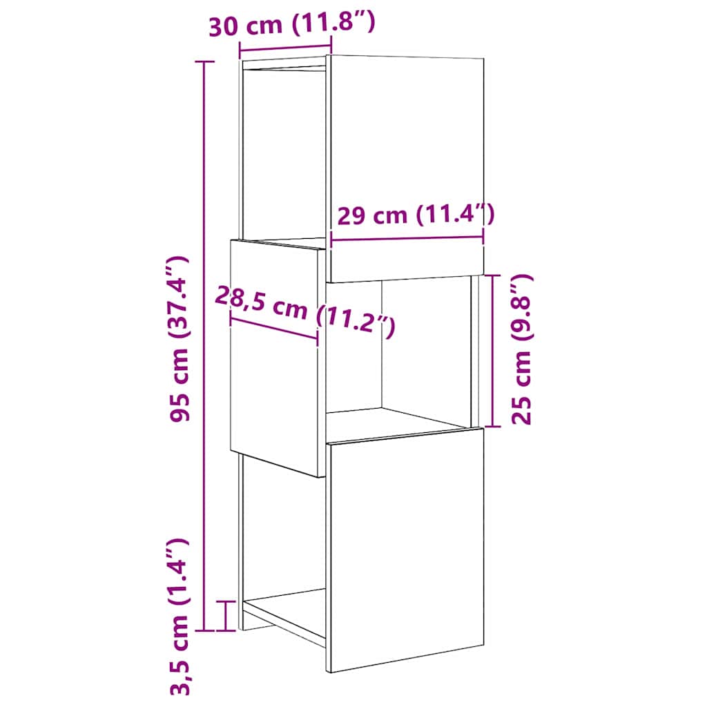vidaXL Eckschrank Sonoma-Eiche 30,5x30x95cm Holzwerkstoff