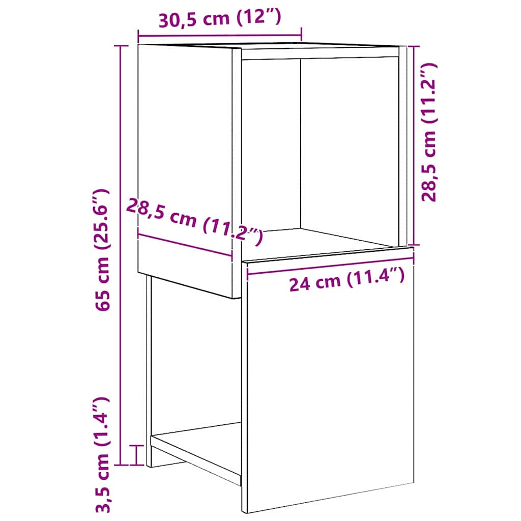 vidaXL Eckschrank Sonoma-Eiche 30,5x30x65cm Holzwerkstoff
