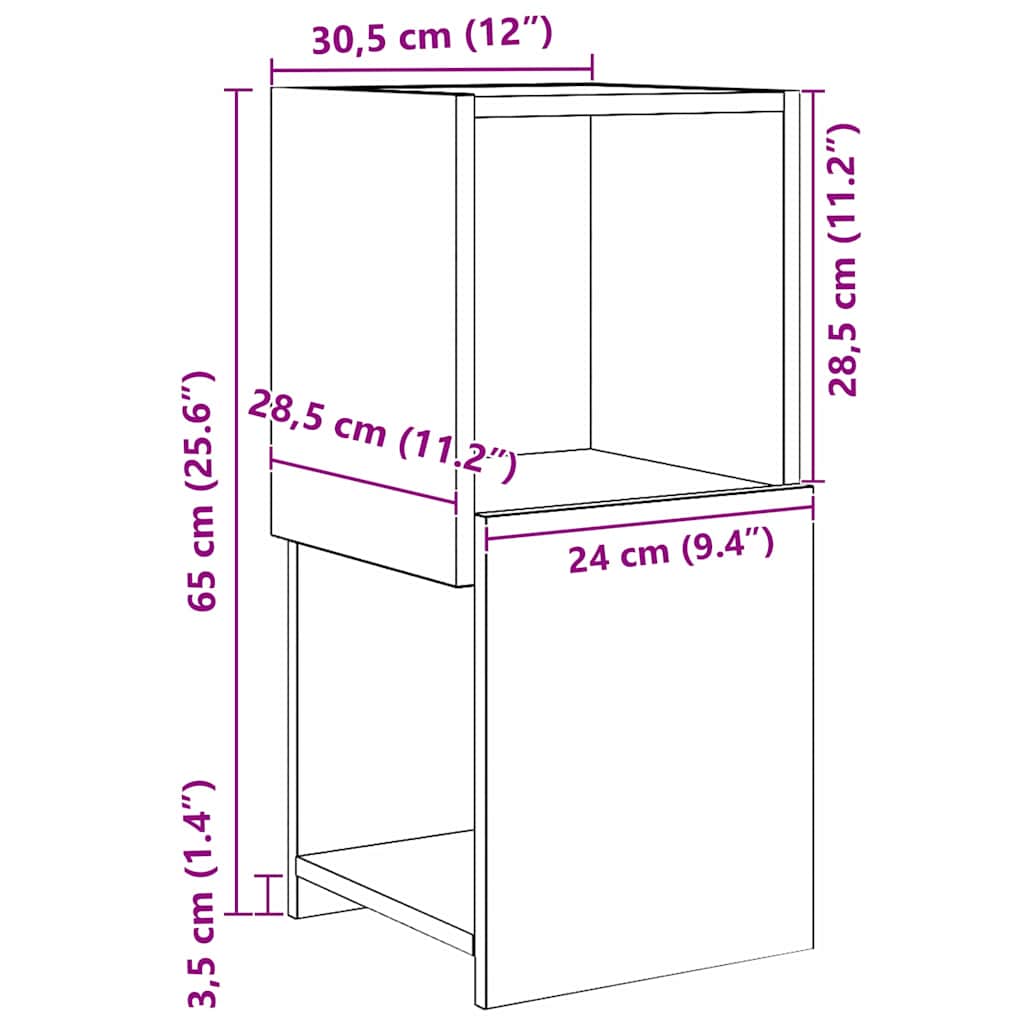 vidaXL Eckschrank Altholz 30,5x30x65cm Holzwerkstoff