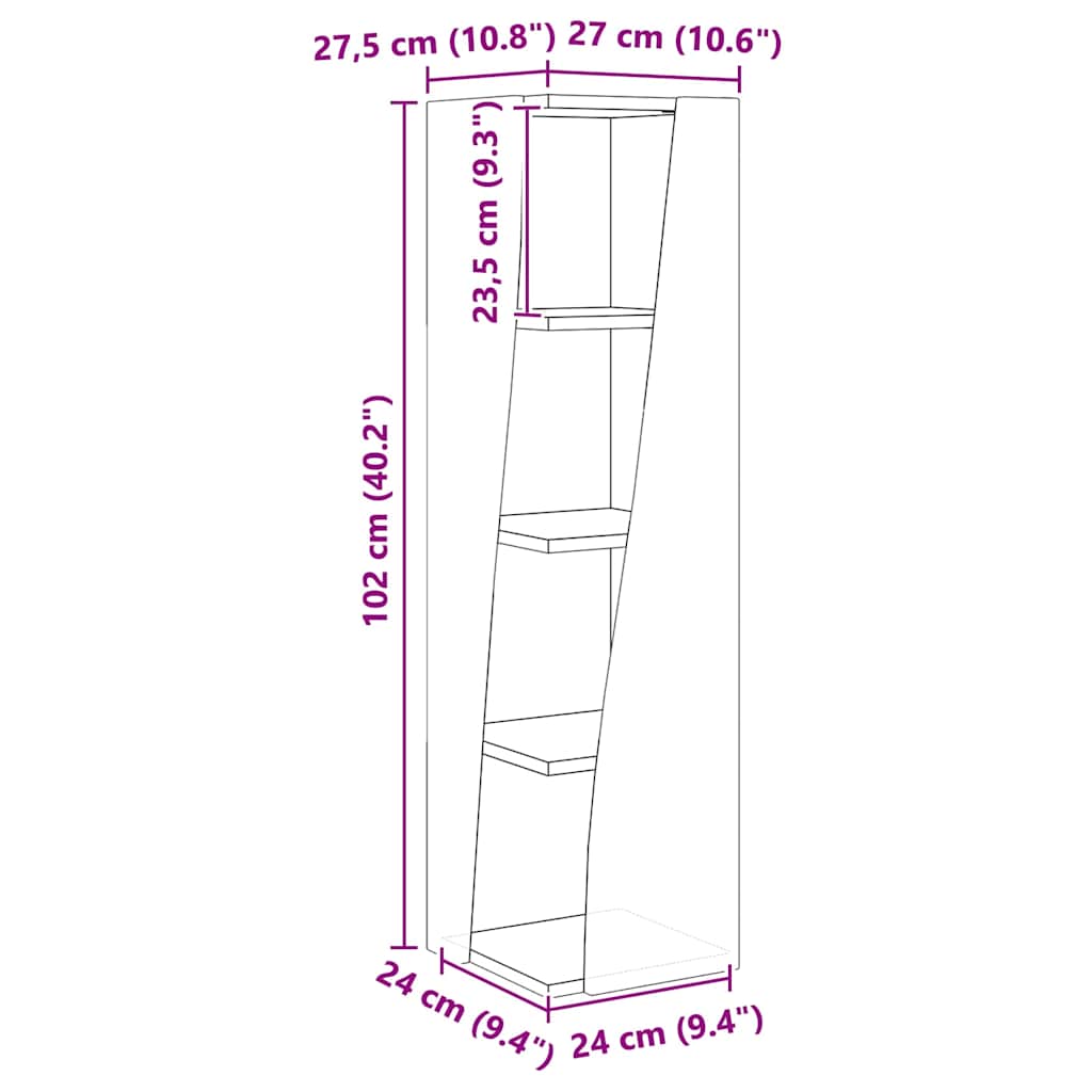 Eckschrank Schwarz 27,5x27x102cm Holzwerkstoff