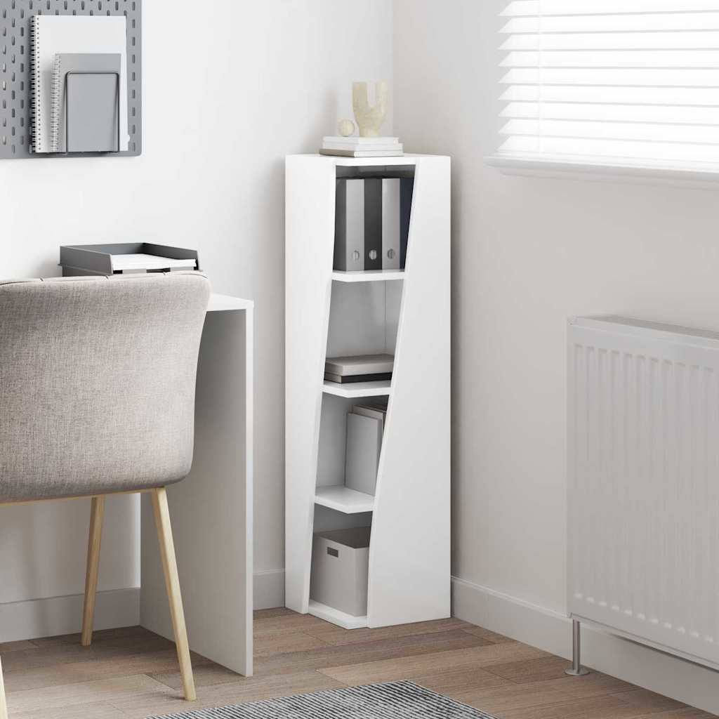 vidaXL Eckschrank Hochglanz Weiß 27,5x27x102cm Holzwerkstoff